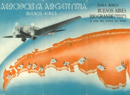 Almonacid impulsó la creación de Aeroposta Argentina, precursora de Aerolíneas Argentinas (Cartel promocional de 1937 - Foto: timetableimages.com)
