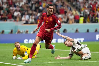 Älvaro Morata celebra el gol de España ante Alemania