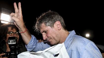 Amado Boudou, al ser liberado de la cárcel de Ezeiza