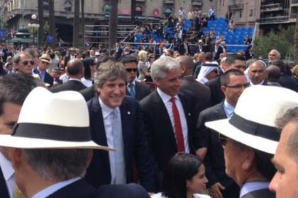 Amado Boudou estuvo sonriente en la asunción presidencial de Tabaré Vázquez