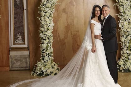 Amal Amauddin y George Clooney, en el día de su boda