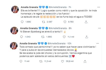 Amalia Granta se prounció en Twitter (Foto: Twitter @ameliegranata)