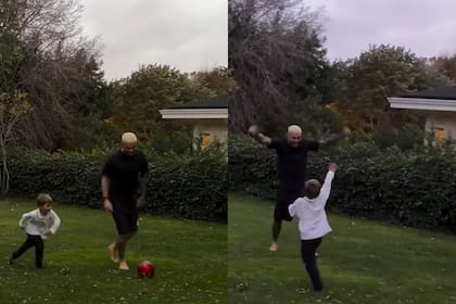 Amancio jugó al fútbol con Mauro Icardi y la China Suárez compartió el video en sus redes (Foto: Captura de video / @sangrejaponesa)