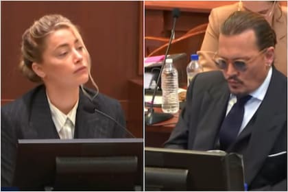 Amber Heard y Johnny Depp durante uno de los momentos del juicio que cada vez está más cerca del final (Foto: Captura de video)