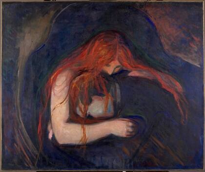 Amor y dolor (Vampiro) otro de los clásicos del artista noruego. Cortesía Munch Museum