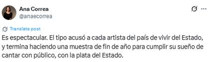 Ana Correa cuestionó al Presidente (X: @anacorrea)