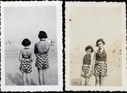 Ana Frank y su hermana mayor Margot, en la playa de Zandvoort en 1937