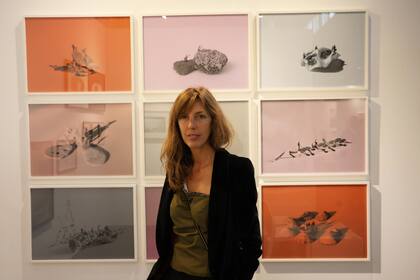 Ana Guilligan y sus obras, realizadas con objetos que recolecta en sus caminatas en Córdoba