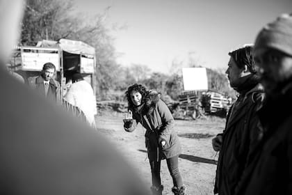 Ana Katz, durante el rodaje de la película El perro que no calla