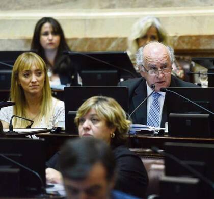Anabel Fernández Sagasti y Oscar Parrilli, en el Senado