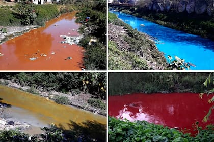 Anaranjado, turquesa, verde y rojo: algunas de las coloraciones que puede tomar el arroyo San Francisco, que bordea el barrio 15 de diciembre