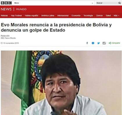 "Evo morales renuncia a la presidencia de Bolivia y denuncia un golpe de Estado"