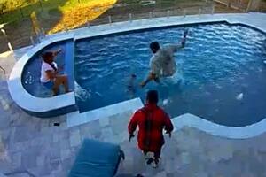 Andre Drummond salvó a su hijo saltando a la pileta.