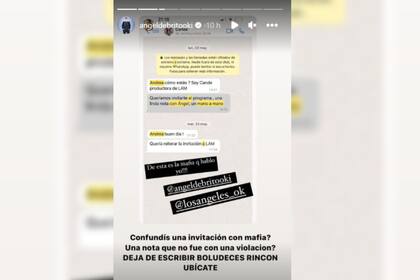 Andrea Rincón apuntó contra LAM y Ángel de Brito le respondió (Captura Instagram @angeldebritooki)