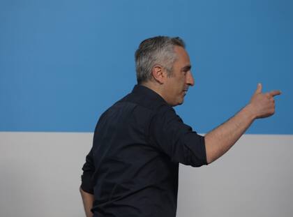 Andrés Larroque, anoche, en el búnker de Unión por la Patria