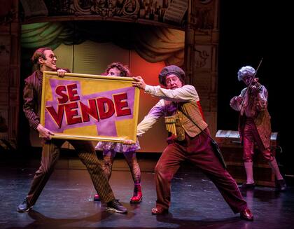 Andrés Sahade, Guadalupe Bervih y Daniel Casablanca intentan frenar la súbita venta de un teatro en Amadeo, una bella propuesta infantil inspirada en La flauta mágica, de Mozart