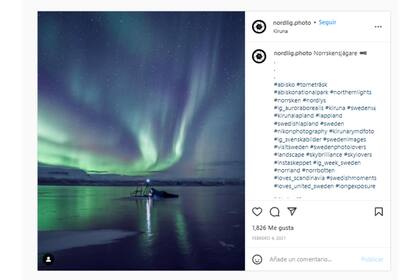Andrés sigue tomando fotos de los fenómenos naturales que ocurren en Kiruna, como la aurora boreal