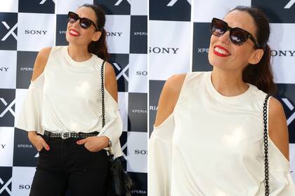 Andy Clar de Chicas en NY, apostó al blanco y negro para asistir al lanzamiento del XPERIA XZ1 para Sony Mobile