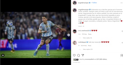 Ángel anunció que este fue su último partido oficial con la Selección argentina dentro del país