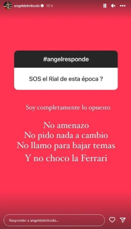 Ángel de Brito apuntó contra Jore Rial a través de sus redes sociales. Fuente: captura de Instagram