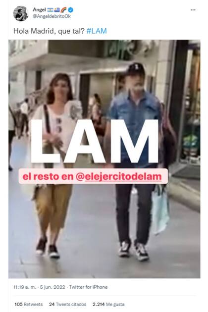 Ángel de Brito compartió con la imagen de Jorge Rial y Josefina Pouso juntos en las calles de Madrid