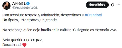 Ángel de Brito despidió a Luis Brandoni, a quien describió como "un tipazo"