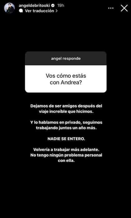 Ángel de Brito reveló cuando dejó de ser amigo de Andrea Taboada (Foto: Instagram @angeldebritooki)