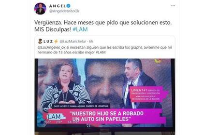 Ángel de Brito se disculpó por un nuevo error en el graph, esta vez tuvo que ver con la ortografía