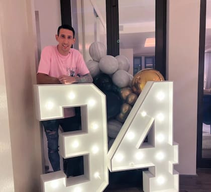 Ángel Di María celebró su cumpleaños número 34. Imágen de Instagram de su esposa Jorgelina Cardoso.