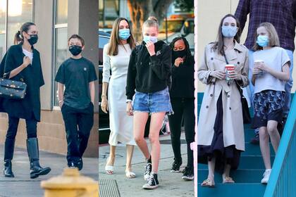 Angelina siempre va acompañada a hacer alguna compra por alguno de sus seis hijos, con quienes pasó la cuarentena en Los Ángeles