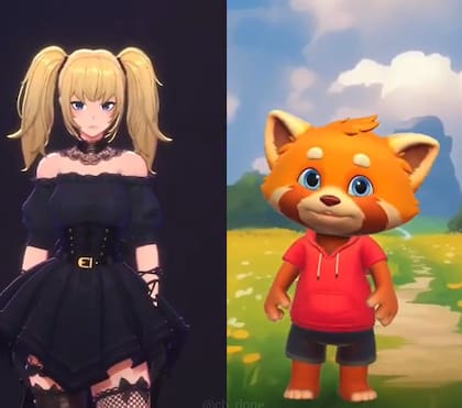 Ani y Rudy, los dos nuevos avatares de Grok. Crédito: DogeDesigner a través de X.