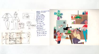 "Año 1997, primerísimo dibujo de Fefa es así, en donde yo le mostraba a Tere mi visión de la familia, con bocetos de los personajes, un plano de la casa que me hice para entender la 'geografía' de las ilustraciones, y un punteo con posibles nombres de la colección", cuenta Istvansch