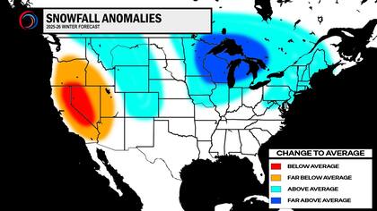 Anomalías esperadas para el invierno 2025-2026: las zonas más afectadas por la caída de nieve
