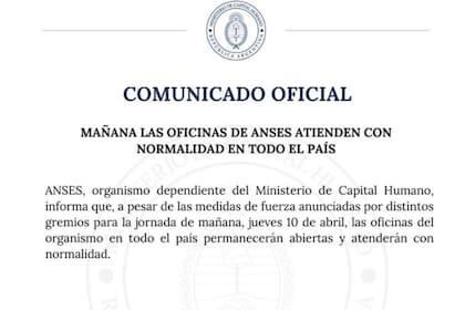 Anses informó que abren las oficinas de todo el país este jueves 10 de abril