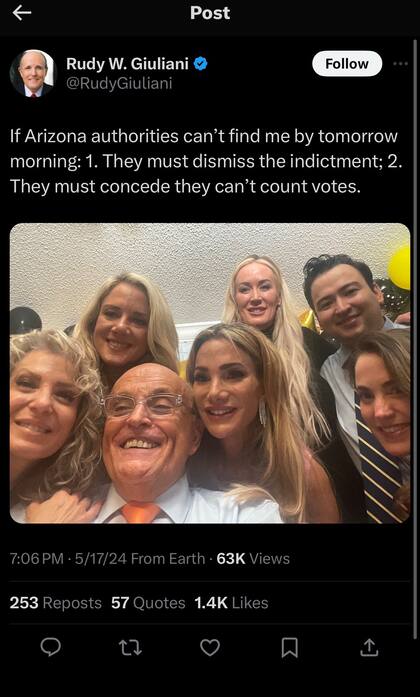 Antes de las primeras sentencias, Rudy Giuliani llegó a ironizar sobre las acusaciones que lo rodeaban