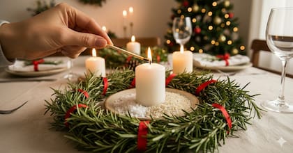 Antes de que inicie la cena navideña, encender la vela, que debe mantenerse prendida hasta que se termina la celebración