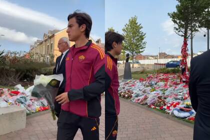 Antes del partido de Roma y Everton, Dybala y Ranieri le rindieron tributo a Diogo Jota (Foto: Captura de video / @officialasroma)