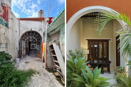 Antes y después. "Cuando no podés tirar ni demoler, trabajás con lo que hay. Y ahí es cuando el resultado se vuelve único, fuera de la caja", nos contaron de la casa histórica de de 145 m2.