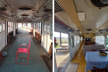 Antes y después en el interior del vagón.