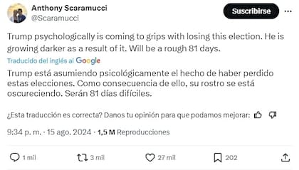 Anthony Scaramucci señala que Trump ya sume psicológicamente el hecho de haber perdido estas elecciones