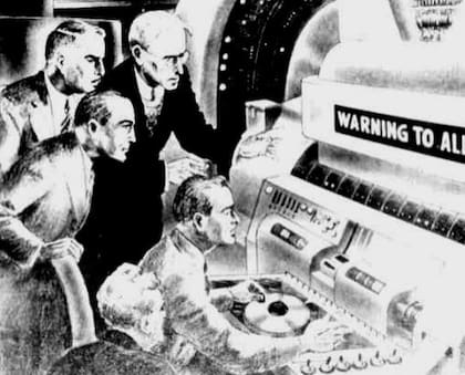 Antigua ilustración de la supercomputadora Multivac, inventada por la imaginación de Isaac Asimov