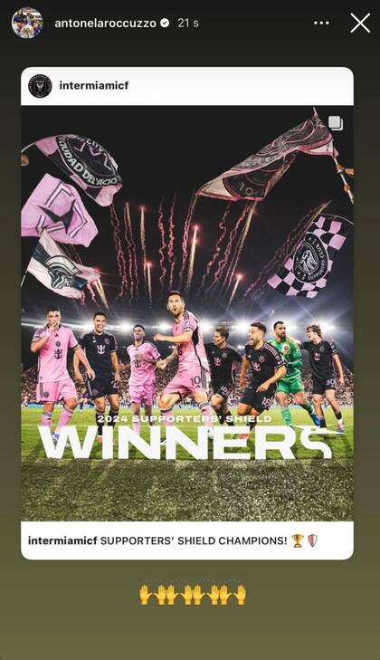 Anto Roccuzzo celebró el triunfo de Inter Miami (Foto: Instagram @antonelaroccuzzo)