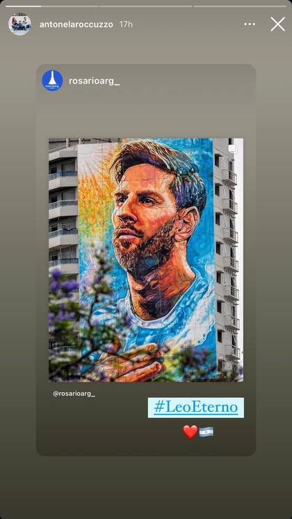Antonela compartió el increíble mural que le hicieron a Messi en Rosario