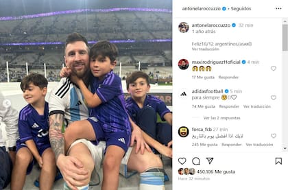 Antonela Roccuzzo celebró el aniversario del Mundial con una foto inédita de Lionel Messi y sus hijos