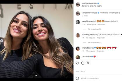 Antonela Roccuzzo junto a su gran amiga Elena Galera en Barcelona