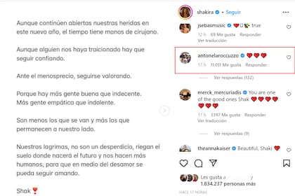 Antonela Roccuzzo reaccionó al contundente posteo de Shakira