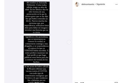 Antonella Delmonte hizo su descargo en las redes sociales luego de haber sido acusada de falsificar documentos para vacunarse contra el coronavirus