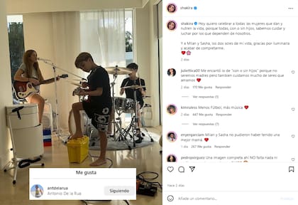 Antonio de la Rúa le dio "like" a una publicación de Shakira por el Día de la Madre (Foto: Instagram @shakira)