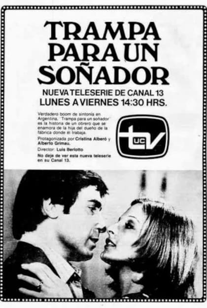 Antonio Grimau y Cristina Alberó en la novela "Trampa para un soñador"; habrá un ciclo conmemorativo de este y otros culebrones televisivos en el Palacio Libertad por el Día de los Enamorados