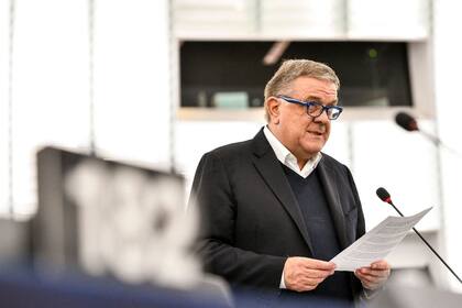 Antonio Panzeri, hablando en una sesión plenaria del Parlamento Europeo